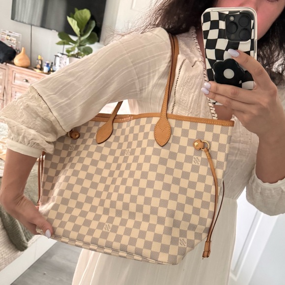 Louis Vuitton white Neverfull Damier MM canvas tote - Picture 12 of 14